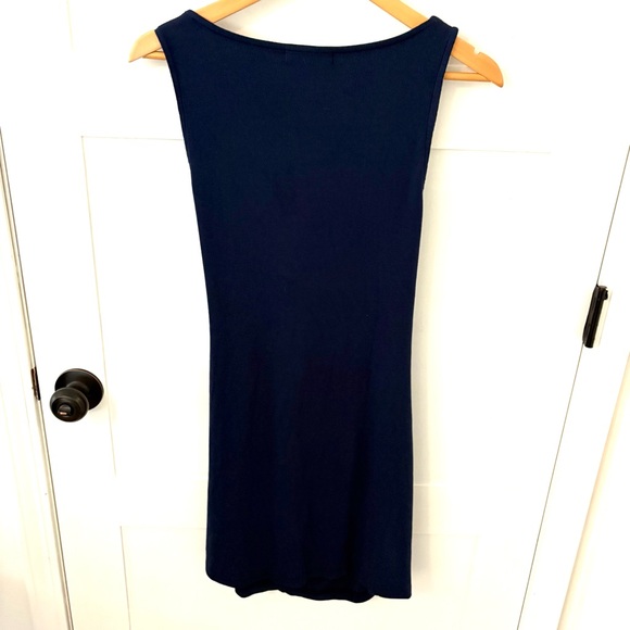 Michael Stars Abby Ribbed Faux Wrap Navy Dress. Size Large Petite. - Picture 4 of 12